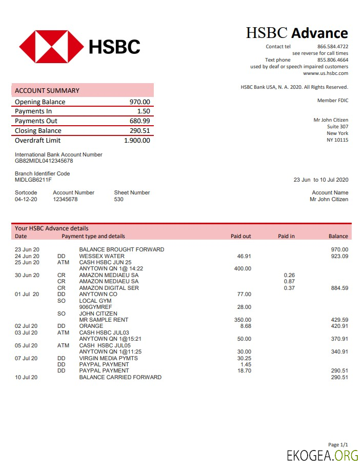 États-Unis HSBC template